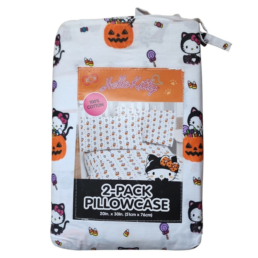 HELLO KITTY Sanrio Halloween 2-Pack Pillowcases Trick or Treat Candy‎ white NEW
